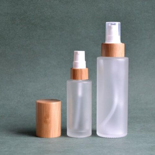 Makeup 1oz frosted clear bottle 30ml bamboo bottles with lotion spray cap sample skin care cream/cosmetics cream containers