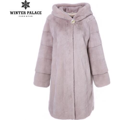 Hooded genuine mink fur coat High grade Winter new Long mink fur coat Short import mink fur coats women color real mink fur coat