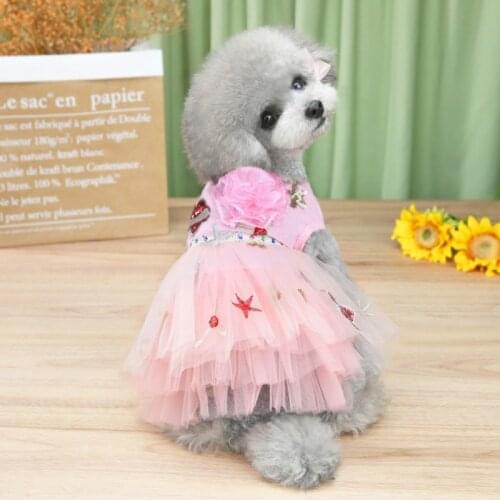 Cute Puppy Sequin Cake Skirt Fashion Comfort Pet Dog Shirts Dress Home Pets Outdoor Walking Wedding Party Dress Up