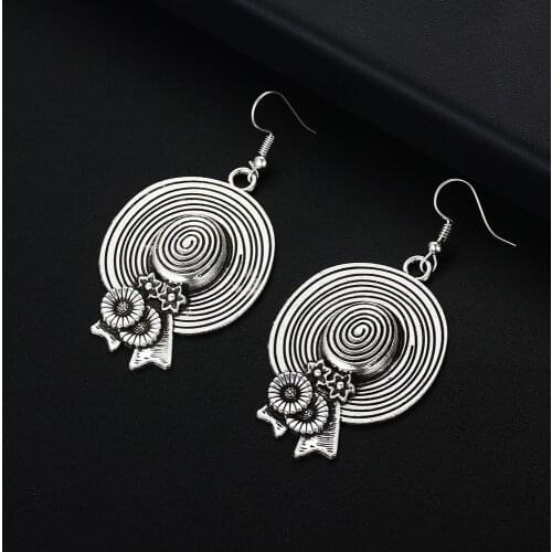 Trendy Vintage Straw Hat Shape Dangle Earrings for Women Girl Retro Drop Earrings Cute Small Object Earring Jewelry Bijoux