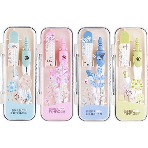 Cute Kawaii Geometric Brass Compass Math Set Drafting Tools School Supplies Stationery