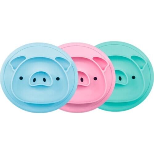 Table Mat Baby Duck Pig Dishes Silicone Plate Suction Tray Antislip Mini Mat Children Kids Meal Fruits Tray Todder Placemat