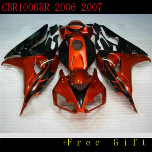 Orange Gloss Black Fairings For CBR1000RR 06 07 2006 2007 ABS Plastics Motorcycle Fairing Kit Bodywork Sportbike Cowling ST66