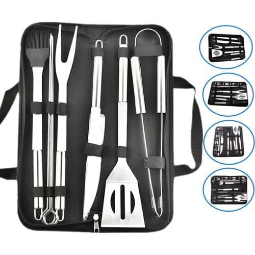 Portable Stainless Steel BBQ Set Kitchen Oil Brush Barbecue Utensils Stainless Steel Baking Shovel Grill Knife Cooking Tools