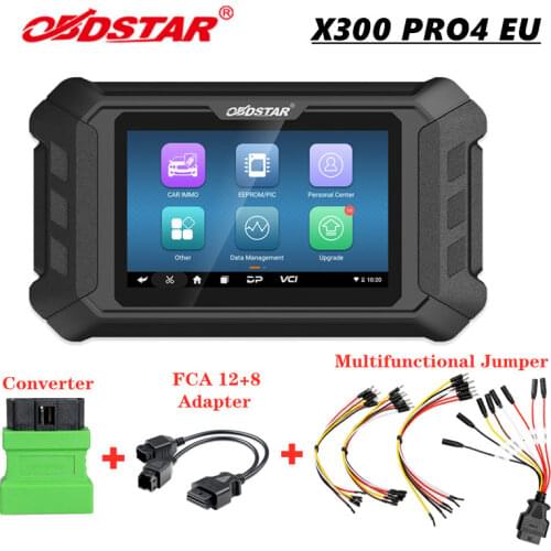 OBDSTAR X300 Pro4 Pro 4 Auto Key Programmer with FCA 12+8 Universal Adapter/P001 Adapter and Jumper