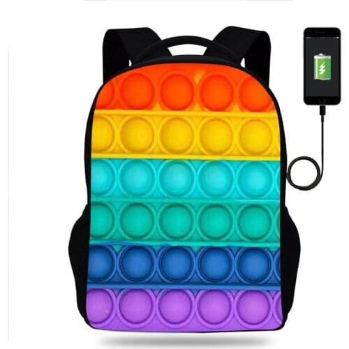 Rainbow Color 3D Womens Backpack Cute School Bag Child Large Capacity Luxury Bag Woman DIY Patterns Backpack for Girls M176