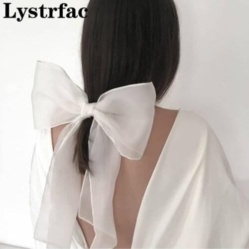 Lystrfac Fashion Silk Organza Bow Hair Ribbon Scrunchie for Women Girls Hair Tie Hairpin Headwear Female Hair Accessories