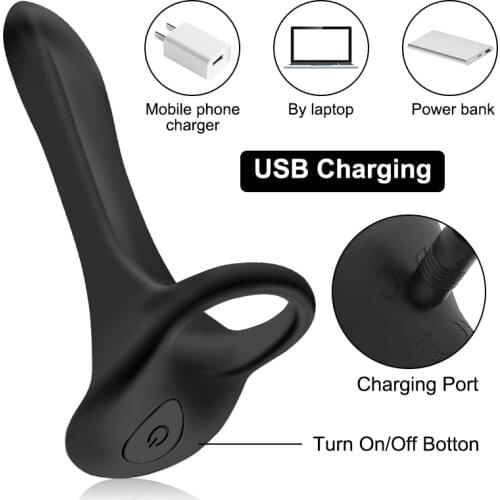 Silicone Penis Ring Long Lasting Erection Penis Vibrator With Ring Nipples Vagina Clitoris Stimulate Massager Sex Toy For Couple