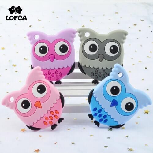 LOFCA Owl Silicone Teether Baby Teething Toy BPA FREE Soft Chewable owl Teether Making Necklace Pacifier Clip Chain