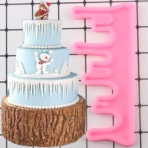 Icicle Silicone Mold Cake Border Fondant Molds Christmas Cake Decorating Tools Candy Making Mould Chocolate Gumpaste Moulds