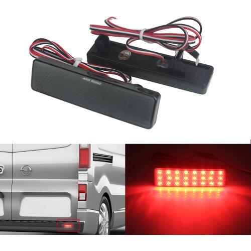 ANGRONG Black Smoked LED Rear Bumper Reflector Stop Brake Lights For Renault Trafic Master