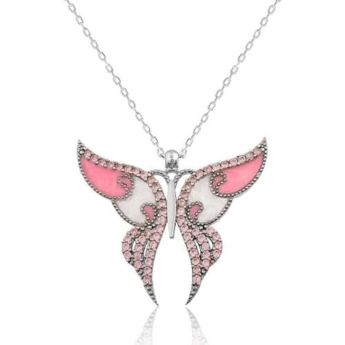 Tevuli 925 Sterling Silver Pink Butterfly Necklace