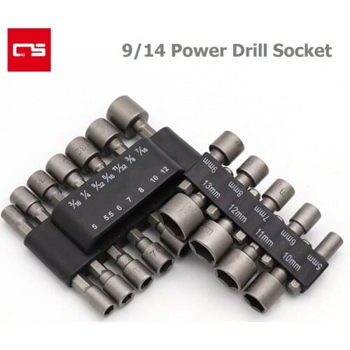 Socket Wrench Power Drill Bit Nut Driver Set 1/4'' Shank Hex Screw Socket Adapter Sleeve Nozzles Kit 5-13mm Hand Tools