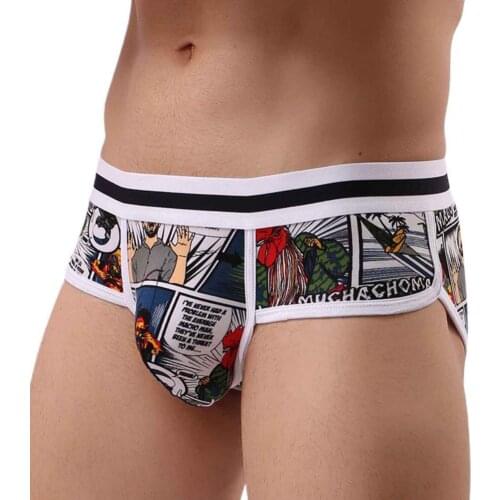 Men Panties Sexy Mid-waist Breathable Cotton Blend Men Printed Underwear Mens Underwear Boxer Shorts Breathable Boxers Panties