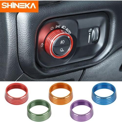 SHINEKA Interior Mouldings For Dodge RAM 1500 2018+ Car Headlight Lamp Switch Decoration Ring Cover For Dodge RAM 1500 2018-2021