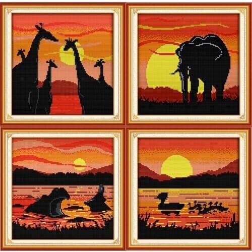 Embroidery Needlework Sets Cross Stitch Kits Printed Cross Stitch The Sunset Paintings Stamped Cross Stitch Counted Cross Stitch