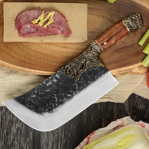 XYJ Chop Bone Kitchen Knife 9 Inch Forged 7Cr17Mov Stainless Steel Meat Cleaver Chopping Knives Chinese Chef Butcher Knife Tools