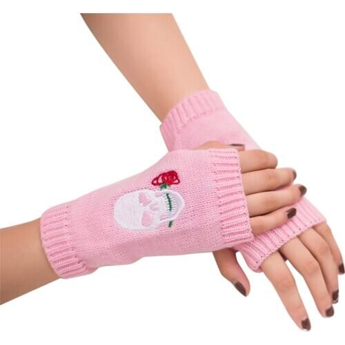 Winter Hand Gloves For Women Skull Keep Warm Winter Girl Knitted Gloves Soft Women Warm Fingerless Mittens Хлопковые Перчатки