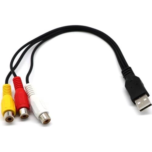 1.5m 5ft USB Male A to 3 RCA AV A/V TV Adapter Cord Cable USB to 3RCA Audio Video Cable for Set-top Box TV Game Consoles