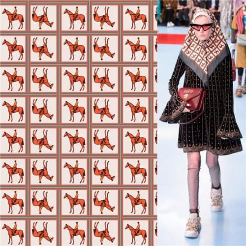 100% polyester stretch fabric dress high-end riding pattern printed fabric diy clothing shirt bedding patchwork 110