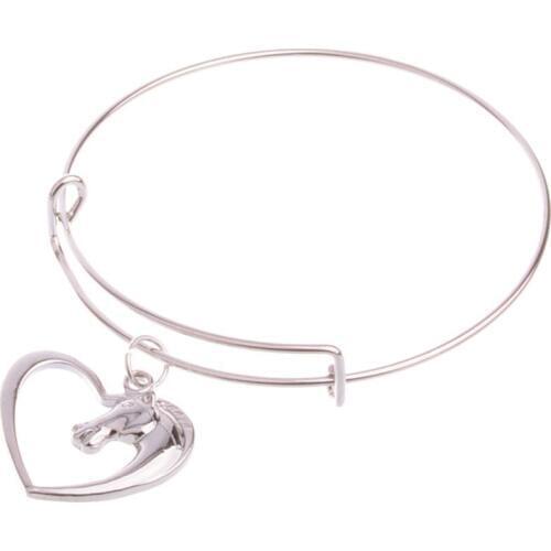 12PC Hollow Heart Horse Head Pendant Bangles Adjustable Charm Bracelets Women Men Friends Wedding Party Gift Jewelry Accessories