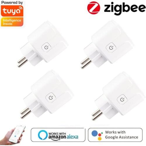 220V Tuya ZigBee 3.0 Smart Wireless Plug EU 16A Adapter Power Monitor Timer Socket Remote Control for Alexa Google Home Assistan