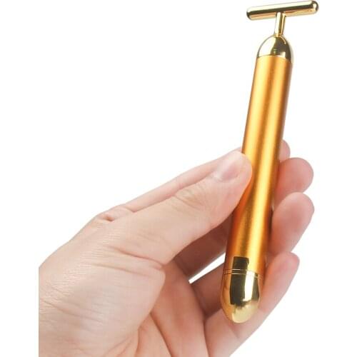 24k Gold Vibration Facial Slimming Face Beauty Bar Pulse Firming Facial Roller Massager Lift Skin Tightening Wrinkle Stick