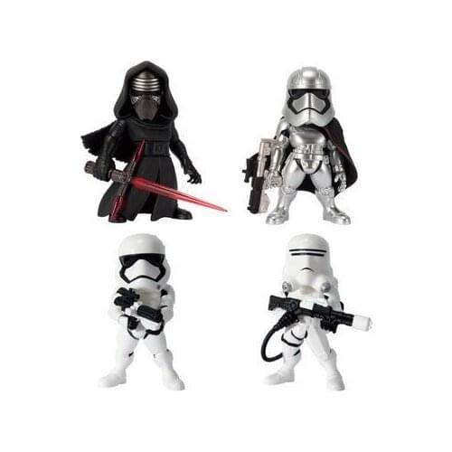 4pcs/1set Star Wars Series Figma Black Warrior Kylo Ren Captain White Soldier Static Figure Box Egg Doll Modle Doll Toys