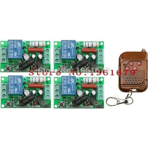 RF Wireless Remote Control AC 220 V 10 A 1 CH 4 Receiver +1 Transmitter Household intelligent remote control system