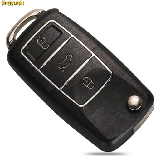 Jingyuqin 10pcs Flip Remote Car Key Fob Shell No Blade For VW Volkswagen MK4 Bora Golf 4 5 6 Passat Polo Bora Touran 2/3/4Button