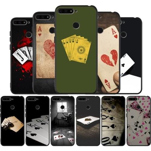 Poker black Silicone Phone Case For honor 30 20 Pro 8 8X 9 10 20 Lite Mate 10 20 30 Lite Pro cover