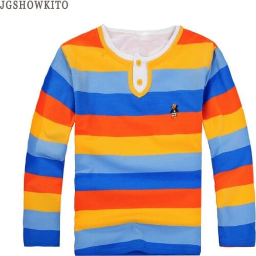 Children Long Sleeved Polo Shirts Boys Shirt Autumn Cotton Long Sleeve Stripe T-shirt Polo Shirts for Boys AUTUM