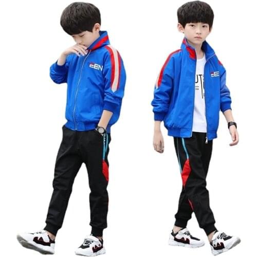 Kid Sets Childrens Spring and Autumn Suit Boys' Clothes Coat+pant Trendy Clothes Student Sports Two-piece Suit. 4-10 12 Ages