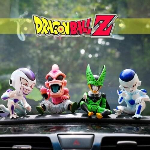 Dragon Ball Q Anime Figure Spoof Angry Figure Majin Buu Model Frieza Cell Vegeta Model Car Decoration Toys for Girls Boys