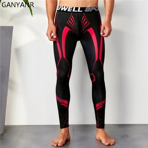 GANYANR Running Tights Men Sexy Basketball Sports Leggings Fitness Gym Compression Pants Athletic Bodybuilding Jogging Winter