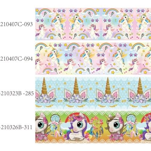 50 yards/lot) Hot sale 25mm 38mm unicorn printed grosgrain ribbon