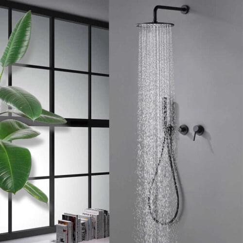 Round can luxury bathroom rain mixer shower joint fixed in the precipitation shower wall Black finish fosco hidden shower system