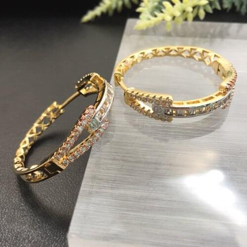 Lanyika Fashion Jewelry Abstract Distinctive circle Ear Loops Micro Plated Wedding Party Earring Romantic Bridal Daily Best Gift