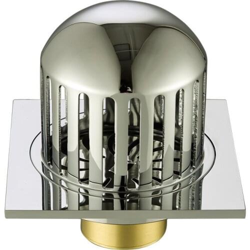 Copper Balcony Roof Floor Drain Outdoor Bell-Shaped Large Displacement Anti-Blocking Leak Gutter Guard Filter Round Net Cover