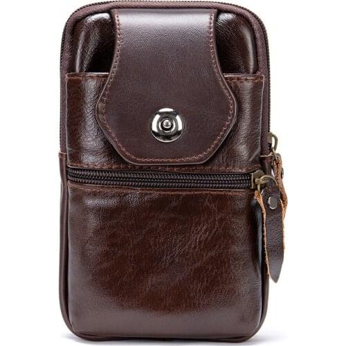 Hot Selling Belt Bag Travel Pouch Bags Genuine Leather Mobile Phone Bag Man Belt Pouch On Jeans Satchel Bag For Men