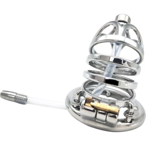 Male Chastity Device Penis Lock Anti Derailment Metal JJ Chastity Lock Stainless Steel Penis Birdcage Sex Toy CB Lock Sex Toys