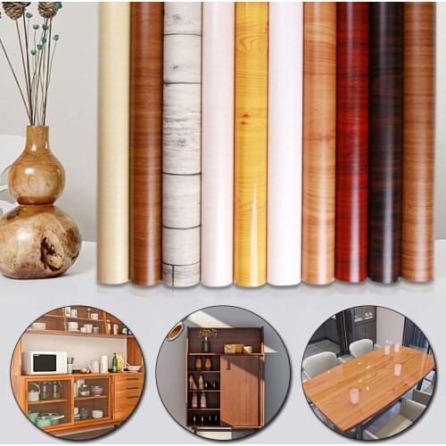 DIY Wood Grain Wall Paper Waterproof Wallpaper Self Adhesive Stickers Decor Doors Desk Cabinet Furniture Decorative Sticke