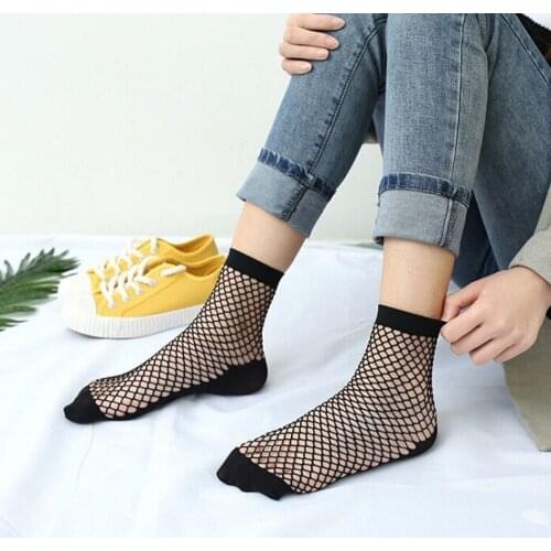 1Pair Fashion Women Girls Lady Sexy Lace Ankle High Fishnet Mesh Net Solid Color Short Crew Summer Breathable Socks Hot Sale