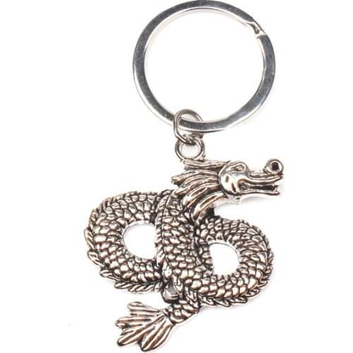 2020 new fashion Chinese dragon dragon pendant round cross chain short men and women key ring jewelry gift