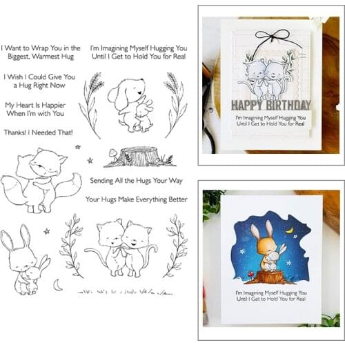 2021 New Animal Couples Fox Dog Bunny Clear Stamp Metal Cutting Dies For DIY Craft Making Kisses Word Greeting Card Scrapbooking