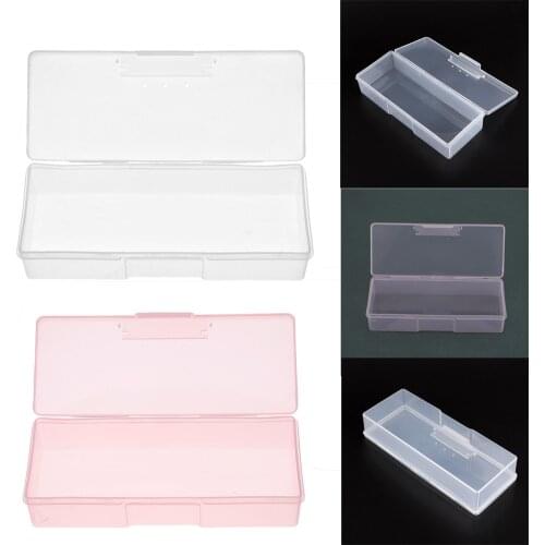 Rectangle Nail Art Storage Box Tweezers Cuticle Pusher Brushes Cleaning Cotton Pads Plastic Empty Case Manicure Container Tools