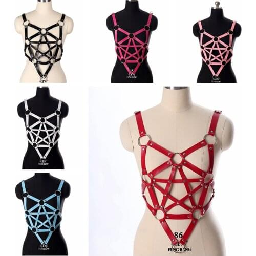 Punk Gothic Handmade PU Leather Harness Belts Body Bondage Stylish Accessories Straps Chest Harness Fashion Dance Rave Wear