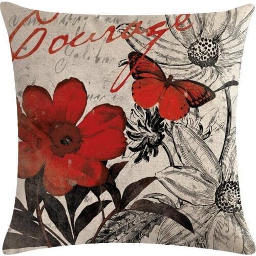 Romantic Retro Flower Cushion Cover Sofa Chair Waist Cotton Linen Pillow Cover Colorful Pillowcase Fresh Home Decor