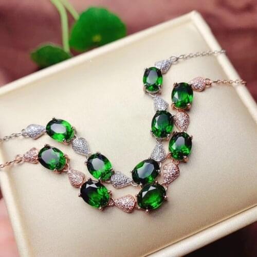 Luxury elegant clear green diopside gemstone bracelet for women silver bracelet fine jewelry natural gem girl birthday gift
