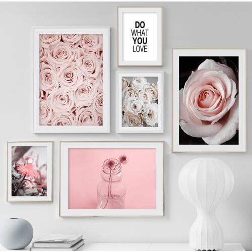 Pink Nordic Elegant Peony Flower Quotes Wall Art Canvas Painting Nordic Posters And Prints Wall Pictures For Living Room Decor